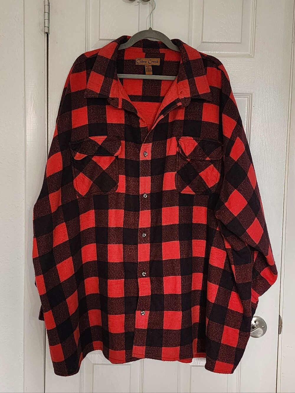 Vintage 90s Cobra Creek Red Black Plaid Fleece Lined Flannel Men's 5XL